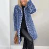 Cappotto da donna con revers, monopetto, stampa leopardata, finta pelliccia, lunghezza media