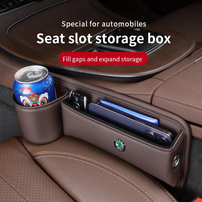 2025 New Car Storage And Finishing Leather Seat Gap Storage Box For Skoda Citigo Kamiq Karoq Kodiaq Octavia Scala Yetl Fabia Rap