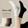 Women's Mid-Calf Scrunched Lace Socks with Wood Ear Edge - Versatile and Stylish for Spring and Autumn