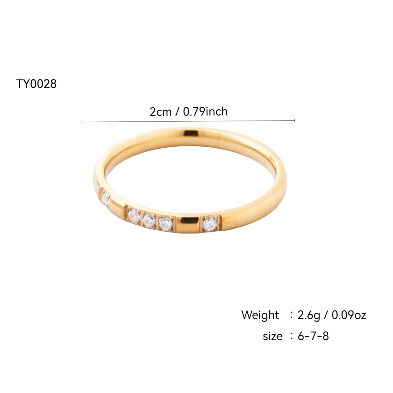 

Европа и Соединенные Штаты Минималистичная Мода Нишевый Изысканный Темперамент Нержавеющая Сталь 18К Позолоченное Кольцо с Бриллиантом Женское 8