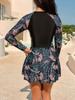 Zip Up Skirt Style Bikinis For Sports And Surfing Long Sleeve Sun Protective Swimwear With Waist Cinching Design
