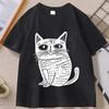 Cute Cat Sketch T Shirt Minimalist Line Art Print Tee Casual Summer Casual Neutral Clothing for Cat Obsessed Fashionistas