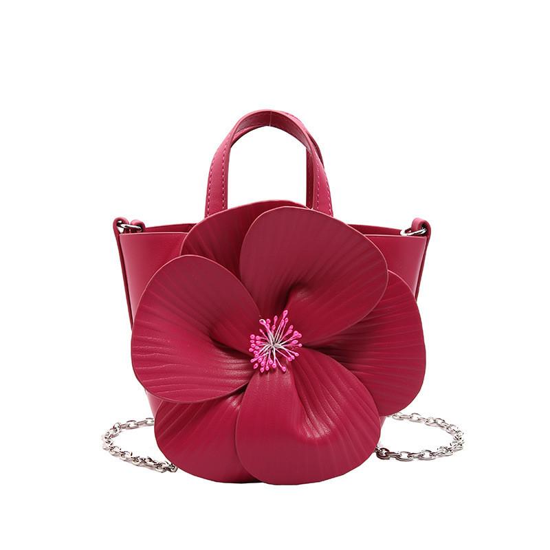 Cute Small Bucket Bag With 3d Flower Embellishments For Daily Use