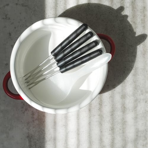 PEARL METAL Belmani Enamel Mini Fondue Pot Set, Red, H-3130