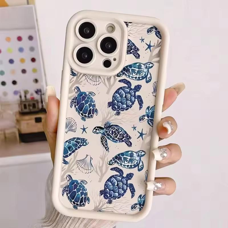 Cute Fashion Turtle Colorful Painting Design Phone Case For iPhone 15 16 Pro Max 14 11 12 13 Pro 7 8 Plus X XR XSMax Soft Cover