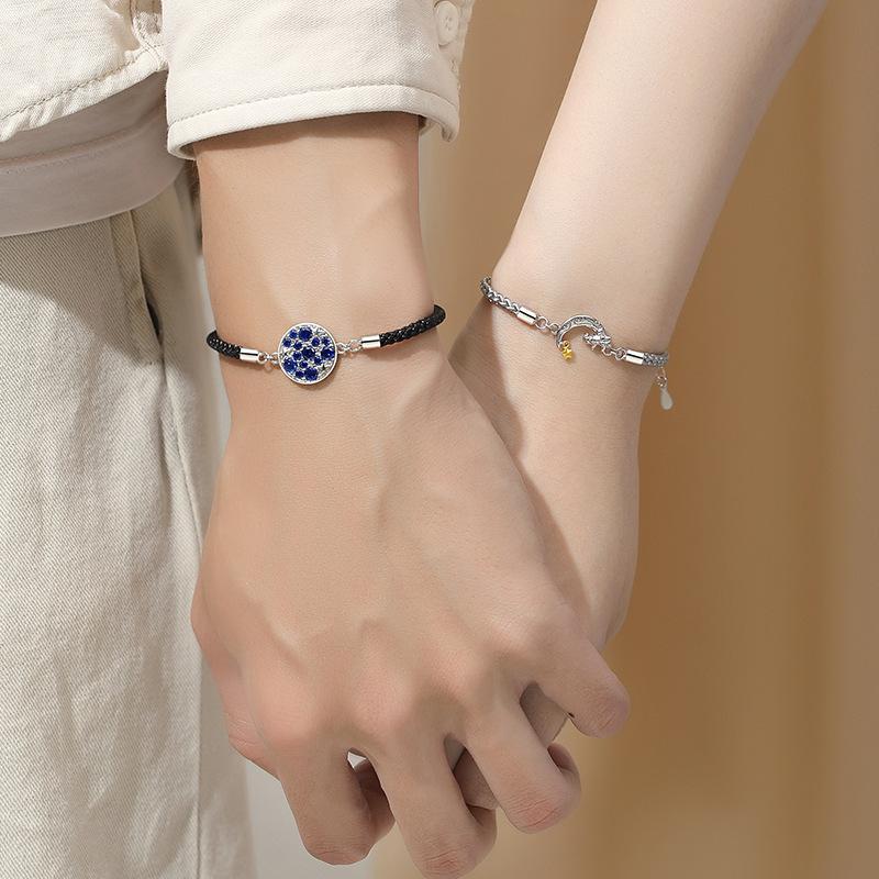 Star and Moon Accompany Couple Bracelet A Pair of Couple Hand Rope Niche Design Valentine's Day Commemorative Gift
