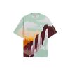 Li Ning All Over Pattern Printed Round Neck Short Sleeve T-Shirt Unisex Tops Brown Light-Green AHSS195-2