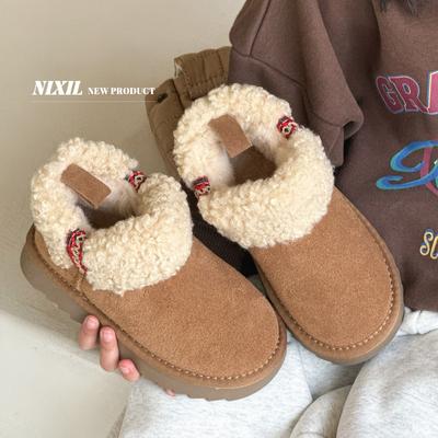 Winter New Children's Snow Boots Frosted Leather Lamb Wool Boots Piled Thickened Thermal Boots for Boys and Girls