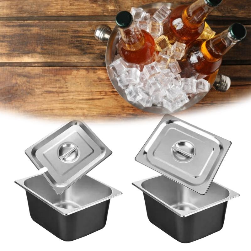 Rustproof Half Portion Container Stainless Steel Food Service Storage Pan Restaurant Table Tub for Commercial Kitchens