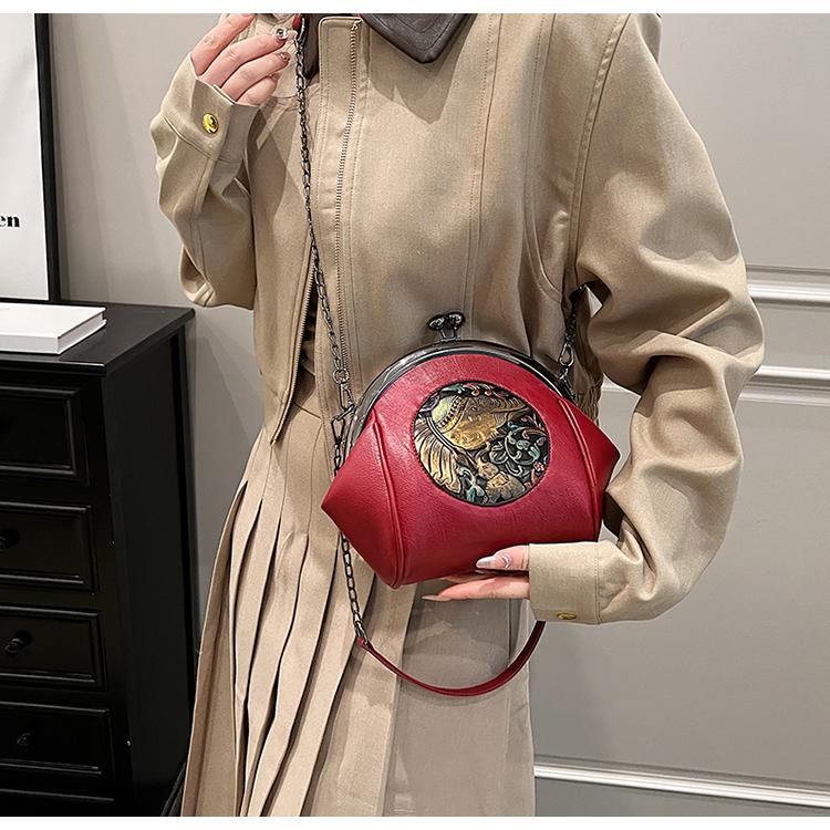 Retro Small Chain Messenger Bag for Women Crossbody Shoulder Bags Fashion Satchel Shell Bag