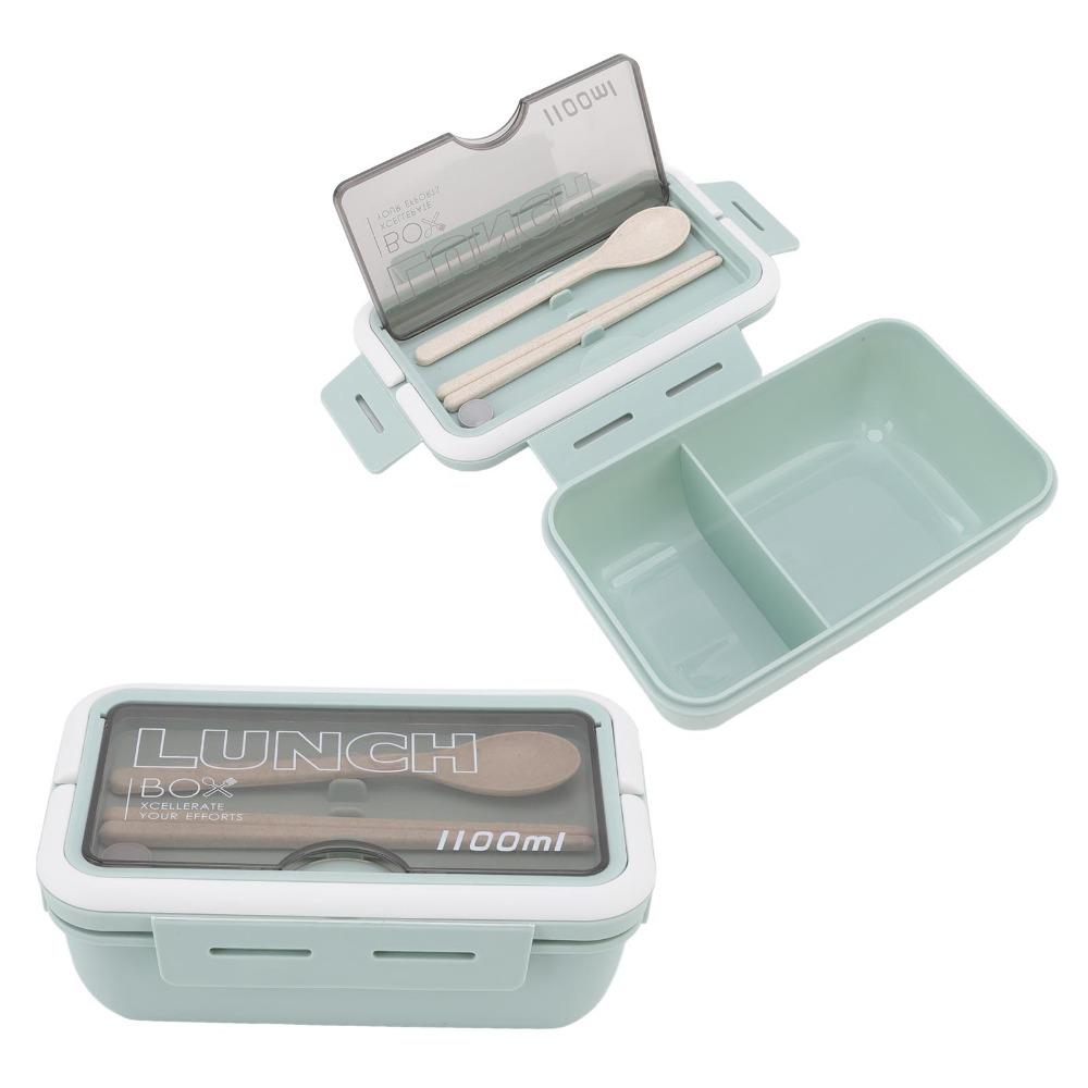 2PCS 1.1L Insulated Lunch Box 2 Compartment Food Storage Container Leakproof Lunch Box  For Travel