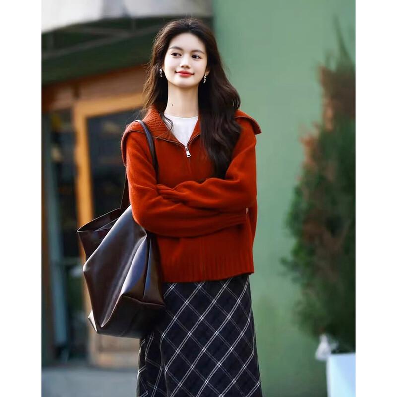 Women's Retro Elegant Zip-Up Knit Cardigan