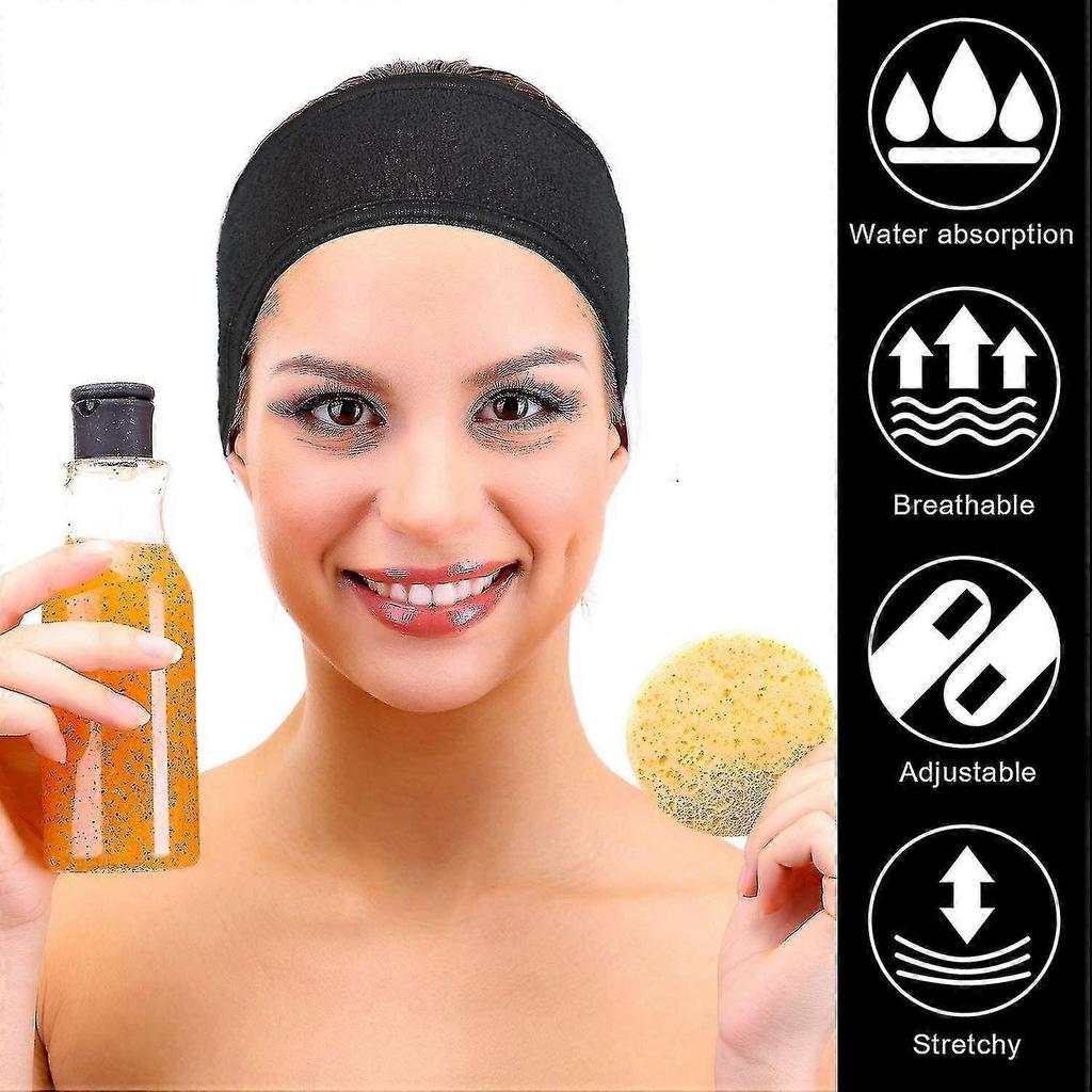 3pc Facial Headband Make Up Wrap Head Terry Cloth(white,black,pink)) - GXCC