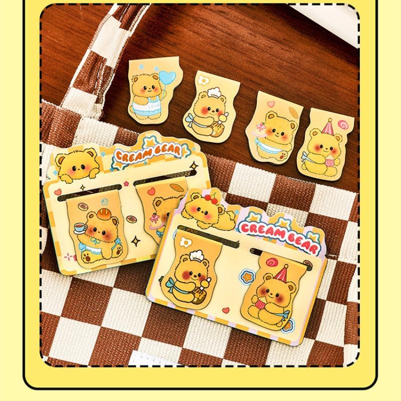 Gift Double Magnetic Cartoon Custard Bear Bookmarks for Students Cute Reading Book Page Kawai Stationery Office School Supplies