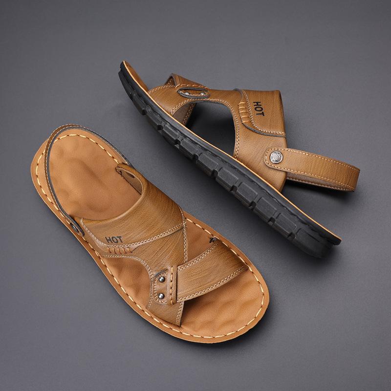 Men's sandals summer wear new casual driving dual-purpose beach dad deodorant cool slippers stepping on shit