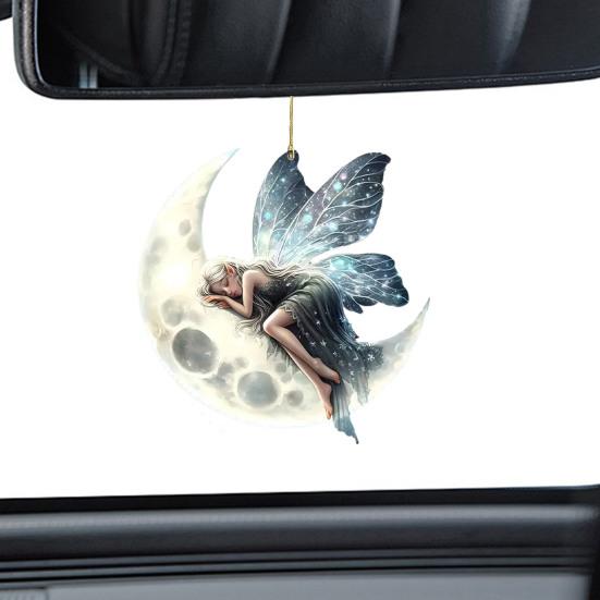 Automobile Pendant 2D Acrylic Colorful Moon Fairy Charm Car Decoration Lightweight Vehicle Hanging Ornament