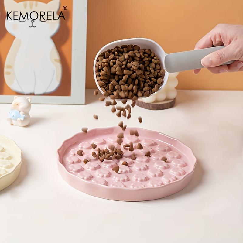 KEMORELA Ciotola Ceramica Lenta per Gatti - Ciotola Cibo per Animali Design Zampa, Piatto Anti-Ingozzamento per Gatti e Cani Piccoli