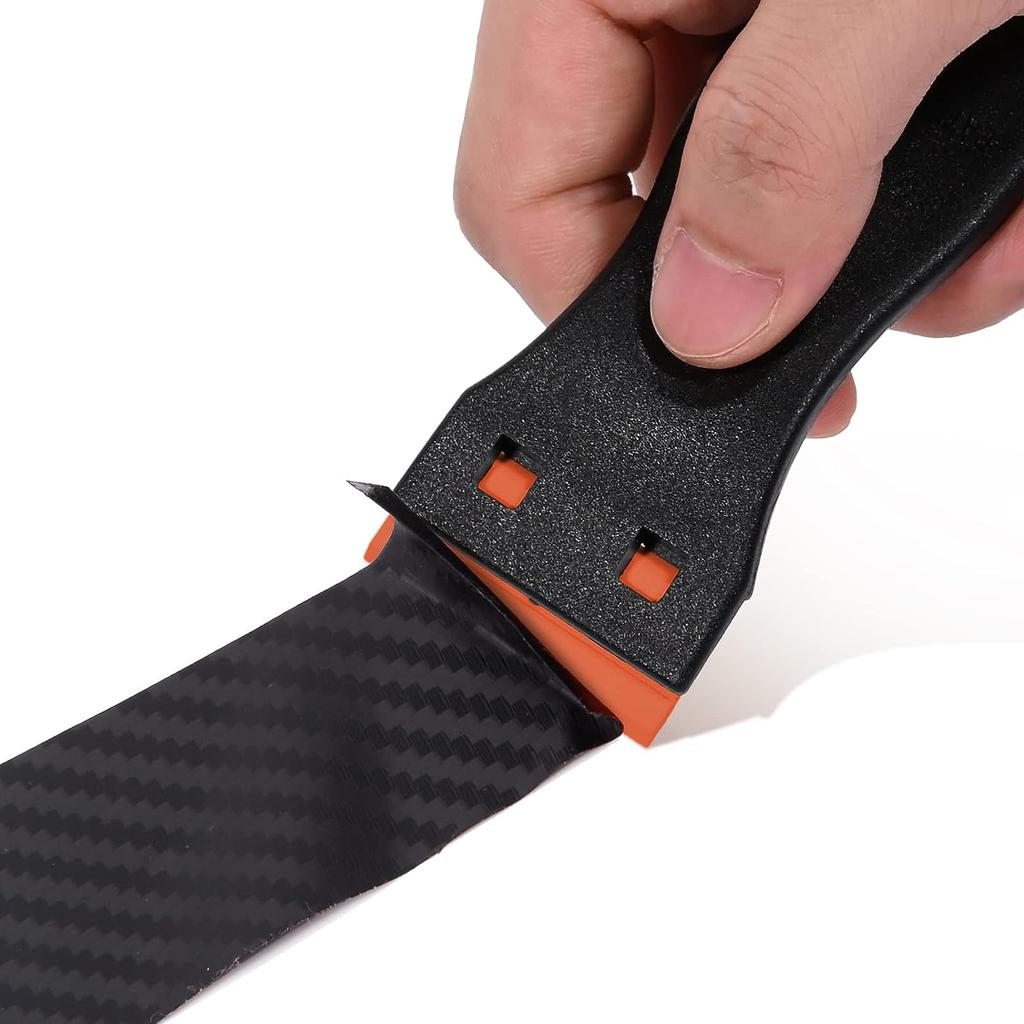 Plastic Razor Scraper Tool with 10 Replacement Blades | Scratch-Free Multi-Purpose Adhesive Remover for Hair Extensions, Phone Screen Repair, Window T