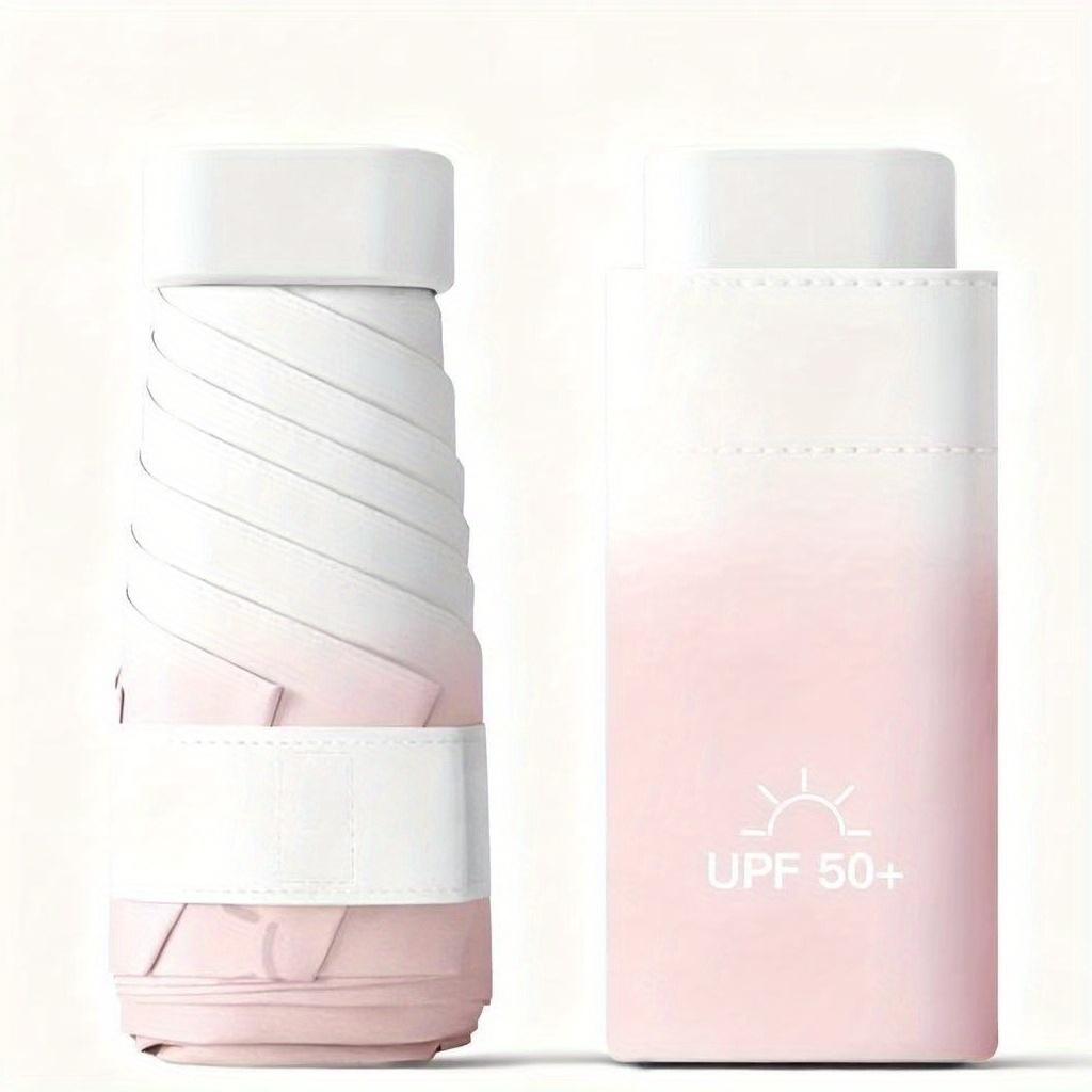 Mini Flat 6 Fold Pocket Umbrella UPF 50 Plus UV Protection Gradient Color Compact Travel Parasol Lightweight Windproof