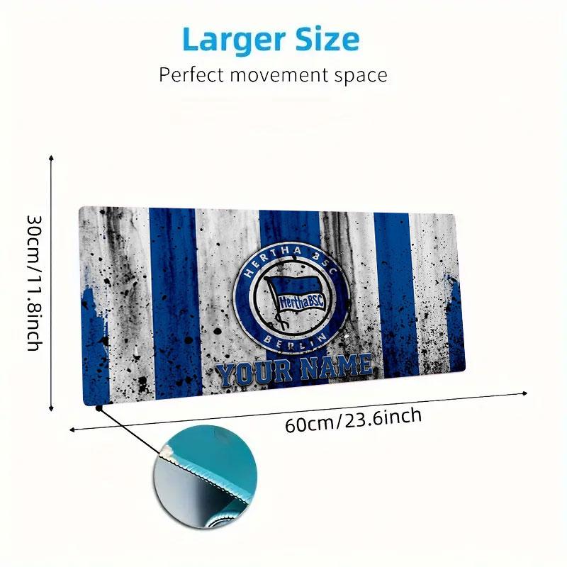 Hertha BSC Custom Name Large Size Mouse Pad Large Gaming Table Cushion Non-slip Laptop Tablet Big Mousepad XXL Mat Mini PC Playmat With Lock edge