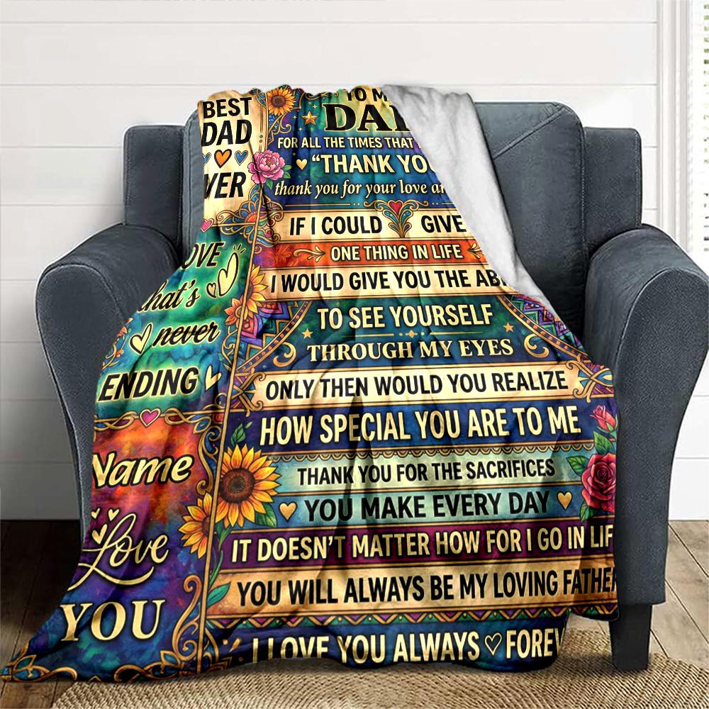 Dad'S Love Always Appreciated Forever Themed Blanket Personalized Name Soft Warm And Versatile For Sofa Bed Office And Travel Machine Washable