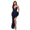 Women's Dress Long Haute Couture Strapless Backless Sequin Dress Feather Patchwork Gown