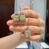 Jewelry Simulation Yellow Diamond Pendant, Stud Earrings, Necklace, Female Colorful Treasure Set.