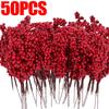 Simulation Red Berry Artificial Christmas Wealth Fruit Branches for Xmas Tree Party Home Table Ornaments Red Fruit Wreath Decor