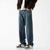 American Retro Trend Ruffian Handsome Loose Jeans Men's New Trendy Brand Blue Straight Mopping Wide-leg Trousers