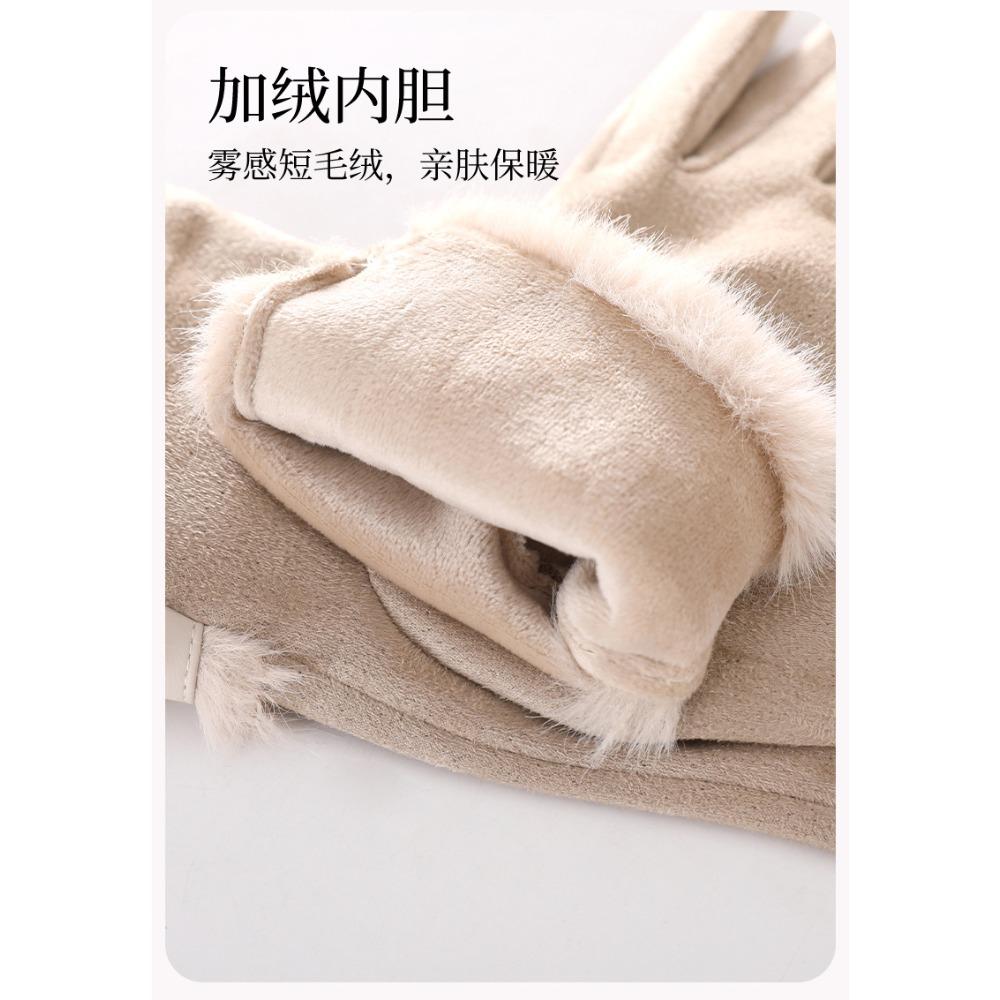 **Plush Gloves Women Winter Versatile Cold-Proof Warm Cycling E-Bike Frost Protection Full Finger Touchscreen Gloves**