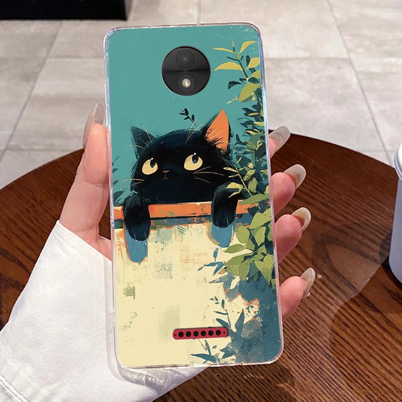 Casing For Motorola Moto C Plus Case Aesthetic Cute Cat Astronaut Transparent Soft Silicone Back Cover Moto C CPlus Phone Case