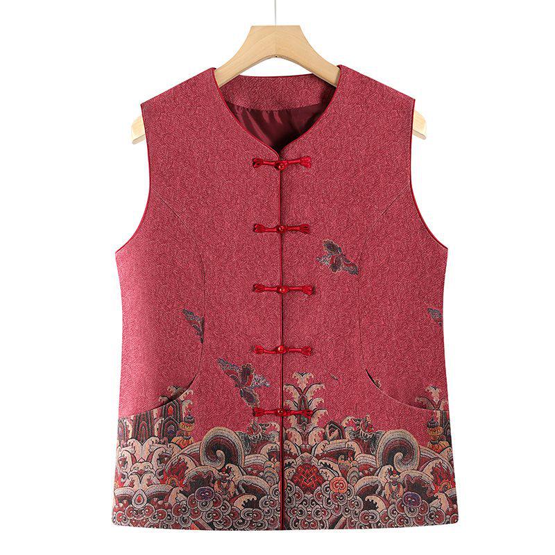 

Grandma Style Autumn and Spring Shawl Vest for Middle-Aged and Elderly Women 5XL (145-160 jin)