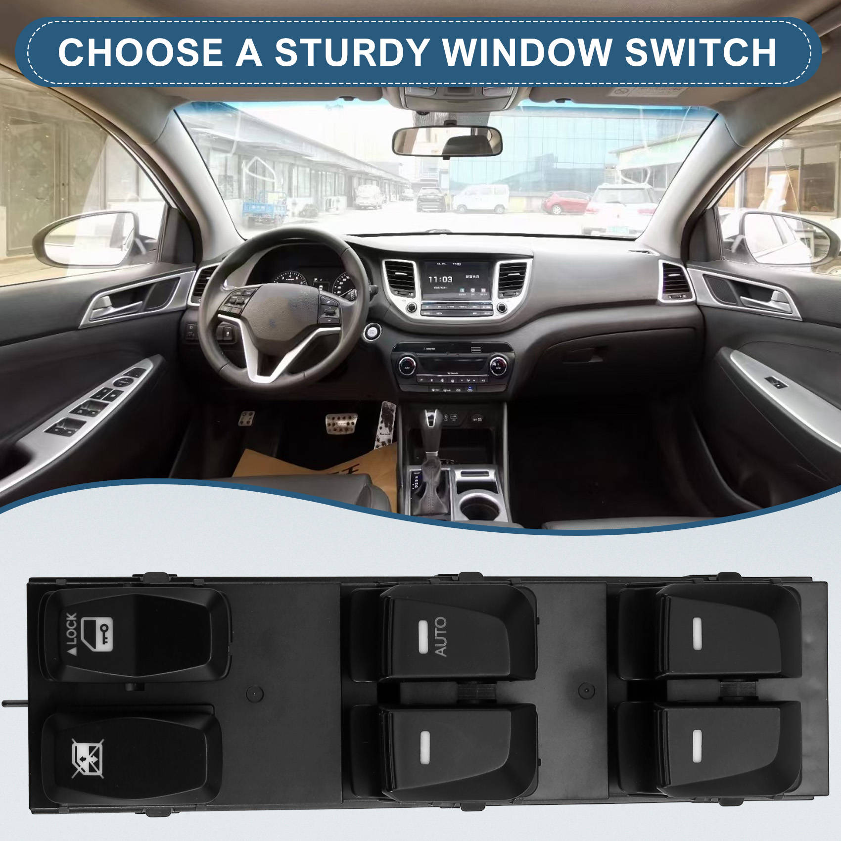 M63K-Car Driver Side Electric Power Window Control Switch 93570-2S910 935702S910 For Hyundai Tucson 2009-2015 LHD чёрный