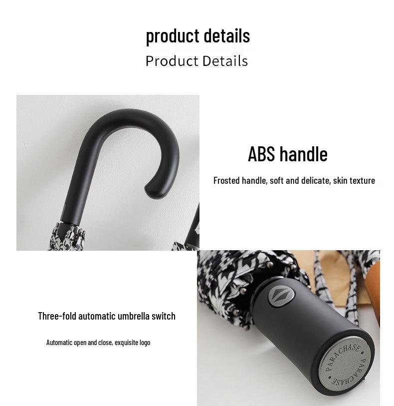 PARACHASE Větruodolný lehký deštník s kohoutí stopou - Dlouhá rukojeť, korejský styl, ochrana proti slunci a dešti, skládací design.