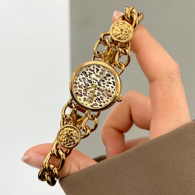 French Retro Chain Watch Female Leopard Print Bracelet Quartz Watch High-End Niche Watch