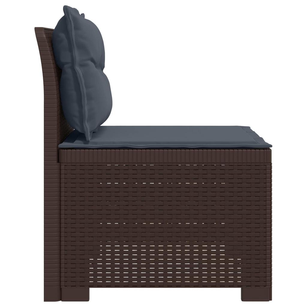 1 Seater Garden Sofa with Cushions Rattan Look PP Brown
