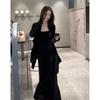 Early Autumn Set: Ice Silk Camisole Dress with Skirt, Jacket, and Cape