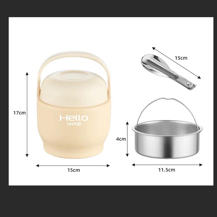 

304Stainless steel pot portable vacuum insulated pot multi-layer insulated lunch box student lunch box 1500ml зелёный
