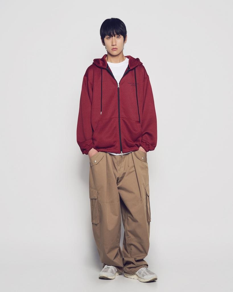 Color Mix Mesh Hoodie Zip Up (2 Color)