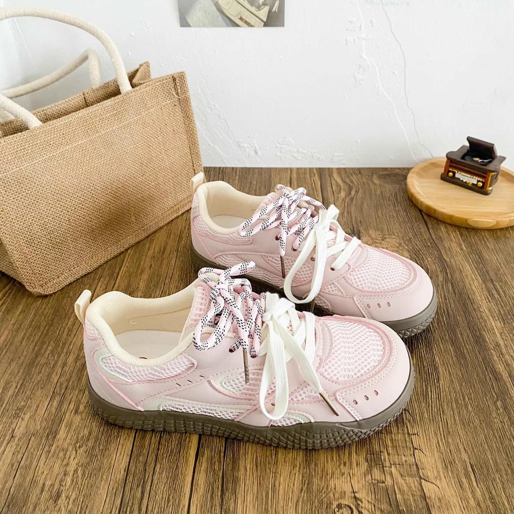 2025 spring new little white shoes mesh breathable sports and leisure board shoes fashion versatile non-slip German training shoes women