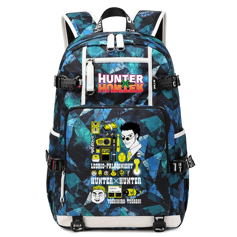 Hunter Anime School Bag Large Capacity Lightweight Student Backpack for Boys Girls Daily Use