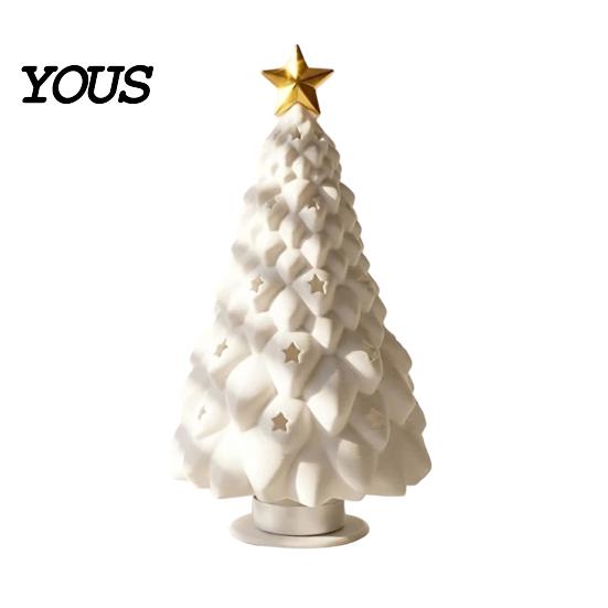 Versatile Decorative Candle Holders Christmas Tree Holder, 3D Printed Hollow Star Cutout Decorations Statue, Matte White Tabletop Decor for