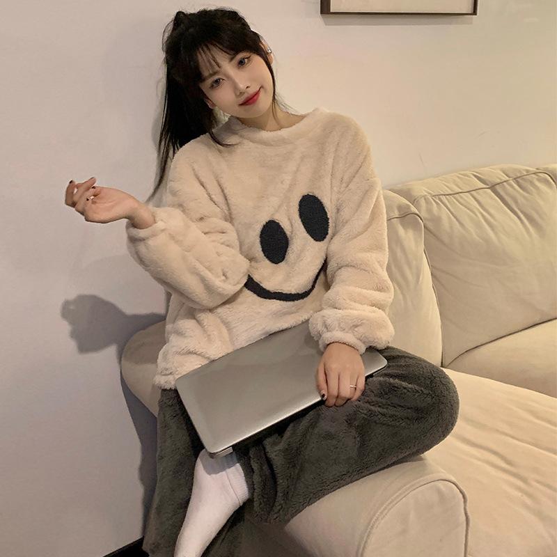 

Теплая фланелевая пижама, костюм на осень-зиму, коралловый флис, пижама для женщин, пижама для женщин, свободная домашняя одежда, одежда для отдыха 2XL