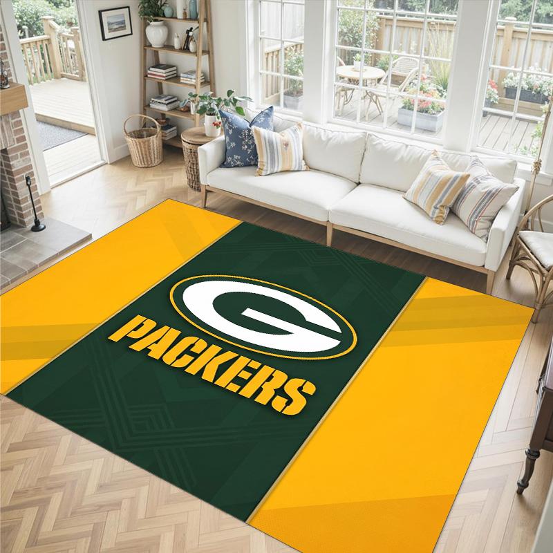Tappeto in Velluto Cristallo Design Green Bay Packers Accogliente Non?Tappeto Stampato Antiscivolo per Camera da Letto Soggiorno Ingresso