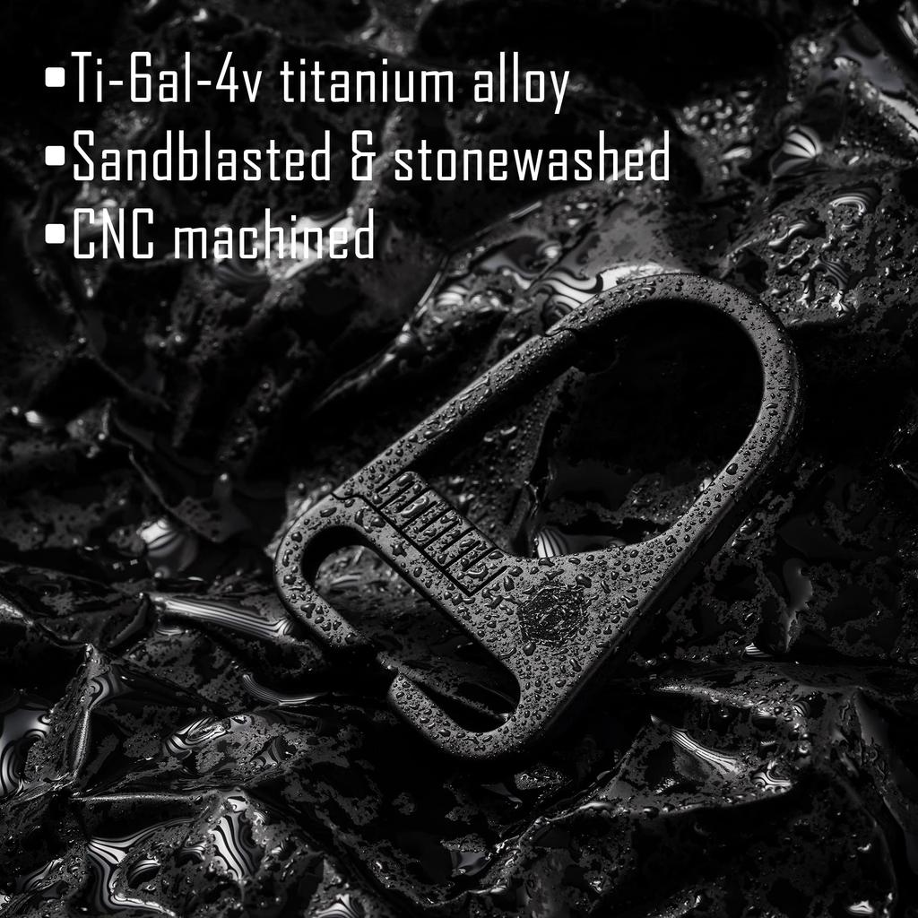 KeyUnity KB00BK Velcro Keychain with Titanium Key Holder with Tag Loop Ideal for Outdoor 2 Colors PVD Carabiner, Patch, & Panel, Camping, (KB00 Black)