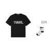 Karl Lagerfeld Outdoor Commuting Minimalist Versatile Solid Color Logo Embroidered Round Neck Short Sleeve T-Shirt Unisex Tops Black 1K1E50602820001