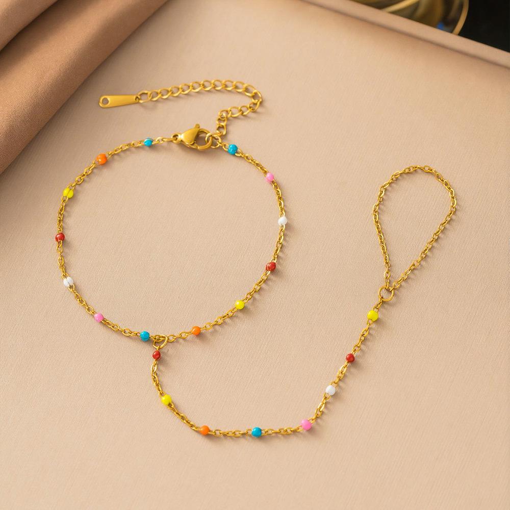 Gold-Plated Double Layer Thin Chain Stainless Steel Hand Chain Jewelry