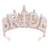 Wedding Decoration White Pearl Letter Crown Shiny Bride Tiara Zinc Zinc Alloy Rhinestone Headband  Wife Gift