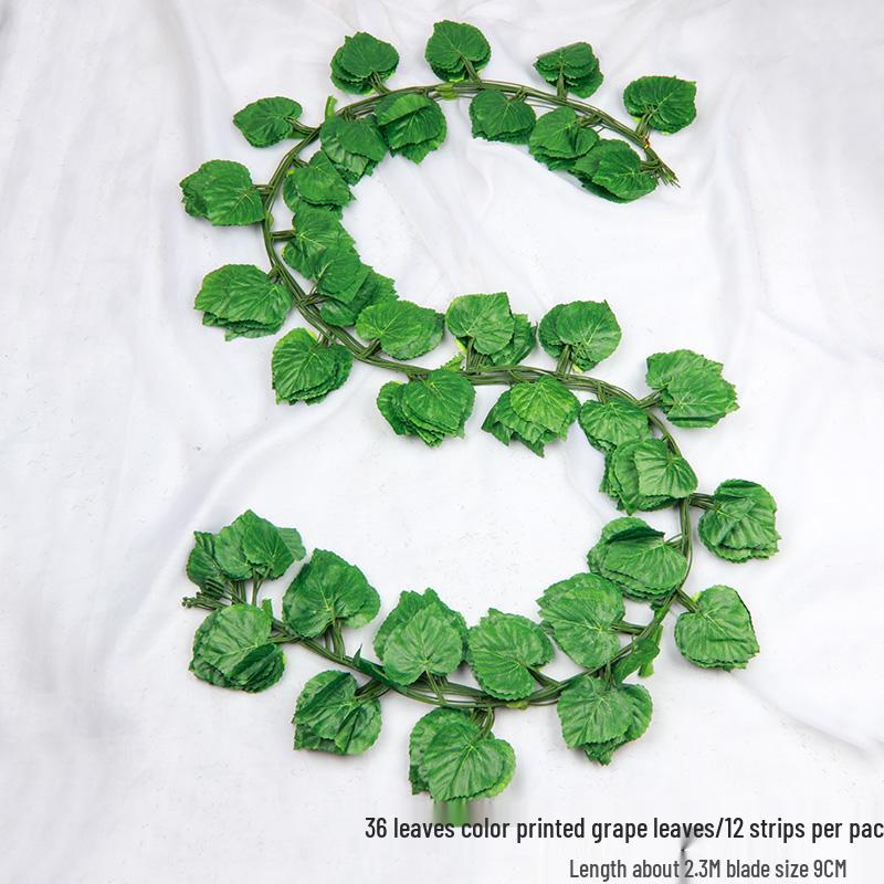 Rattan Faux Green Leaves & Vines - Decorative Plastic Flower Vines for Water Pipes & Air Conditioning Cover