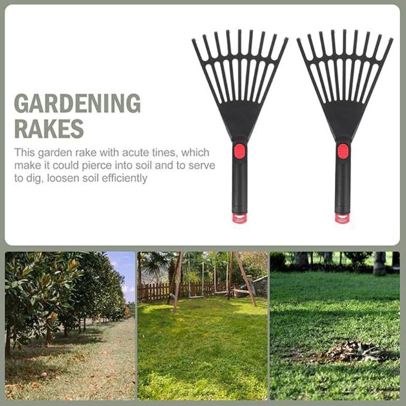 Two Plastic Hand Rakes With Non Slip Handle Designed For Foliage Easy Digging And Cultivating Tasks Yard Maintenance